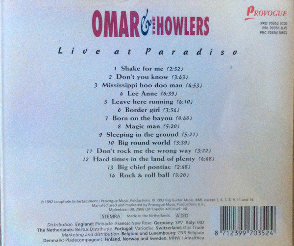 Omar & The Howlers* : Live At Paradiso (CD, Album)