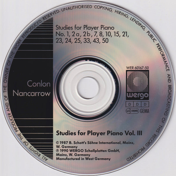 Conlon Nancarrow : Studies For Player Piano - Vol. III & IV (2xCD, Album)
