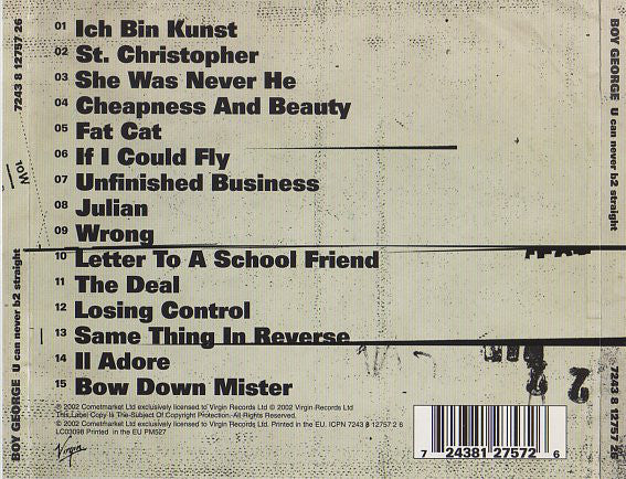 Boy George : U Can Never B2 Straight (CD, Album)