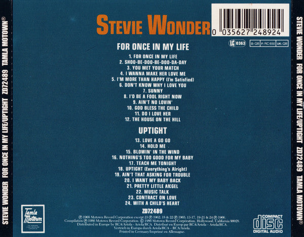Stevie Wonder : For Once In My Life / Uptight (CD, Comp)