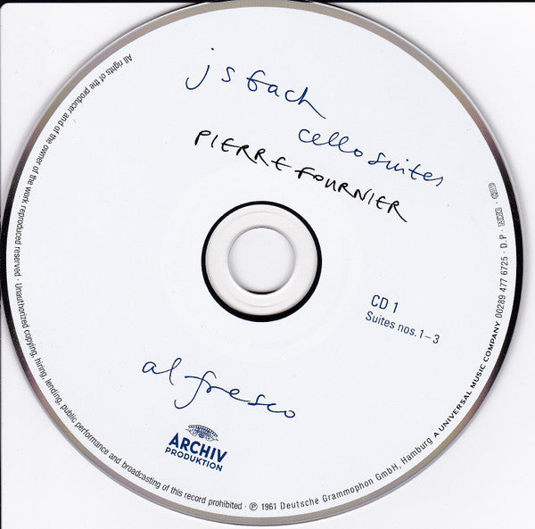 Johann Sebastian Bach, Pierre Fournier : Cello Suites (2xCD, Album, RE, RM, Dig)