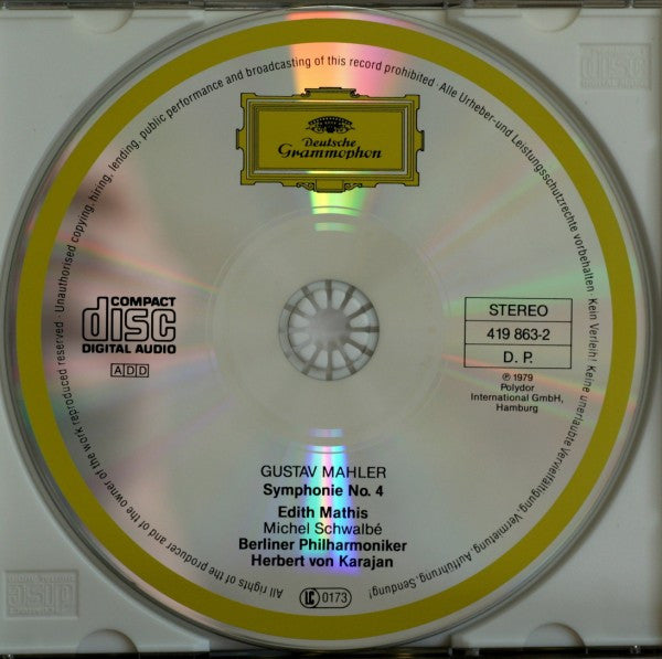 Gustav Mahler - Edith Mathis, Berliner Philharmoniker, Herbert von Karajan : Symphonie No. 4 (CD, Album, RE, RM)
