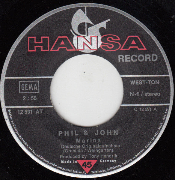 Phil & John : Marina (7", Single)
