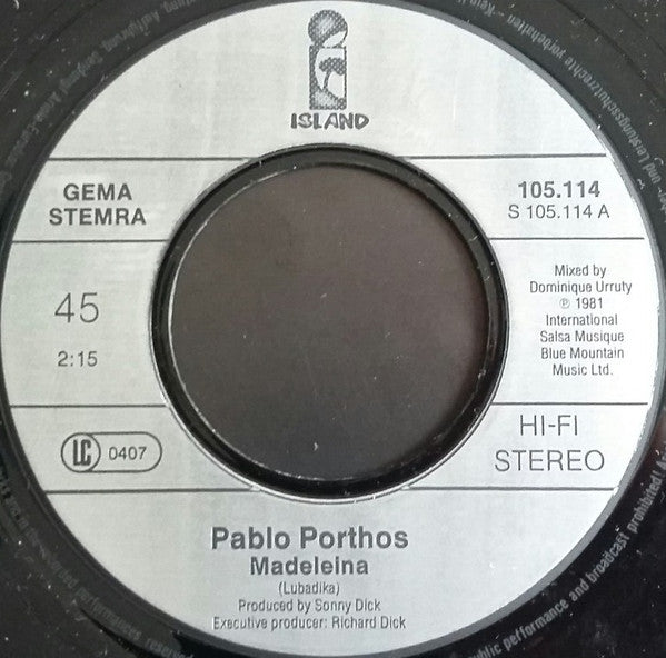 Pablo Lubadika Porthos : Madeleina (7", Single)