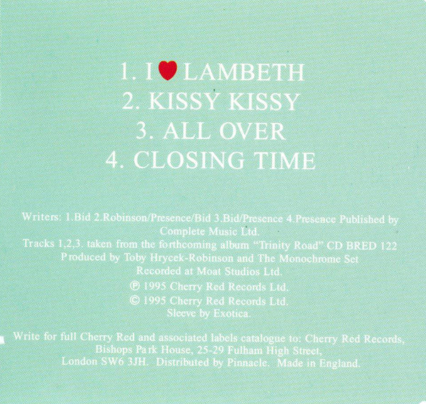 The Monochrome Set : I Love Lambeth (CD, Single)