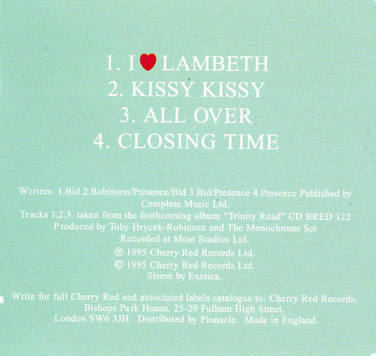 The Monochrome Set : I Love Lambeth (CD, Single)