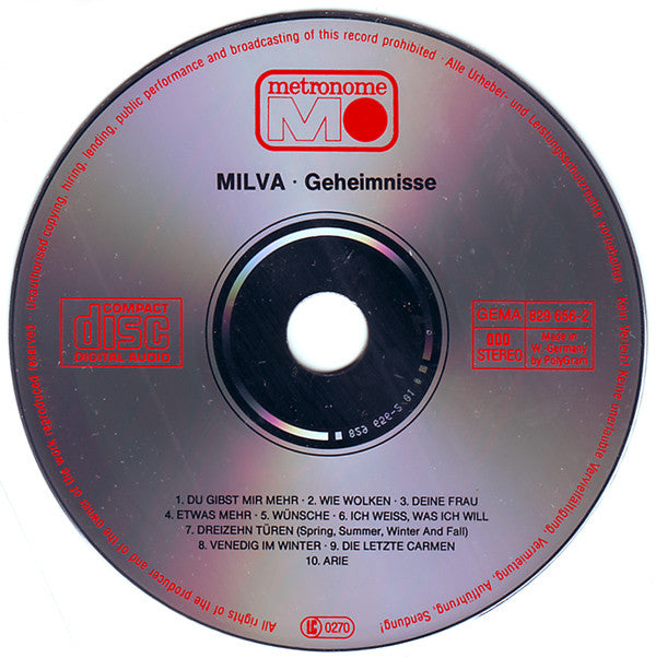 Milva : Geheimnisse (CD, Album)