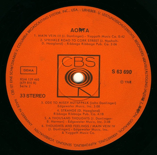 Aorta : Aorta (LP, Album, Gat)