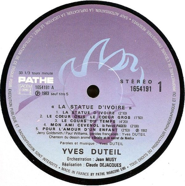 Yves Duteil : La Statue D'ivoire (LP, Album)