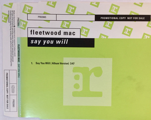 Fleetwood Mac : Say You Will (CD, Single, Promo)