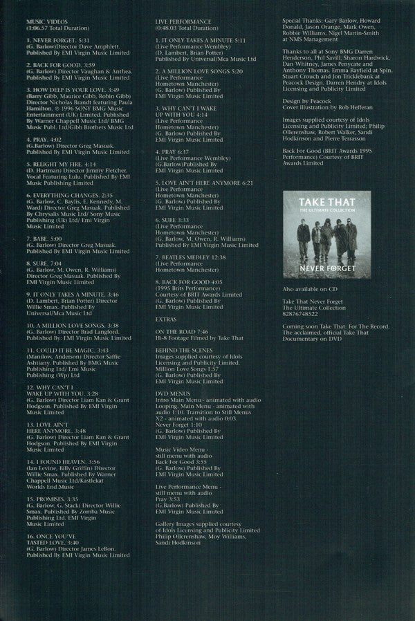Take That : The Ultimate Collection - Never Forget (DVD-V, Comp, Copy Prot., PAL)