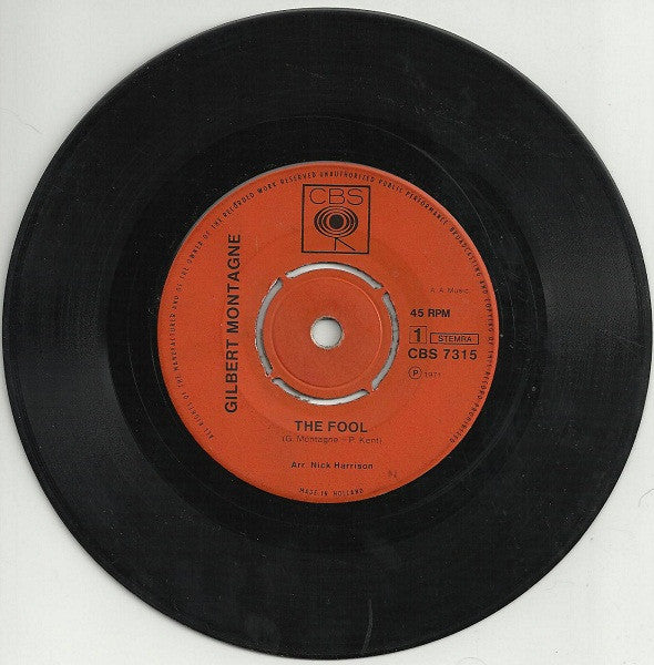 Gilbert Montagné : The Fool / Hide Away (7", Single)