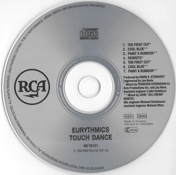 Eurythmics : Touch Dance (CD, Album, RE)