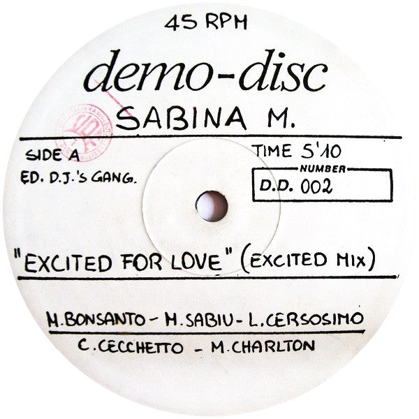 Sabina M. : Excited For Love (12", Promo)