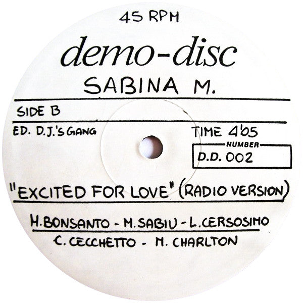Sabina M. : Excited For Love (12", Promo)