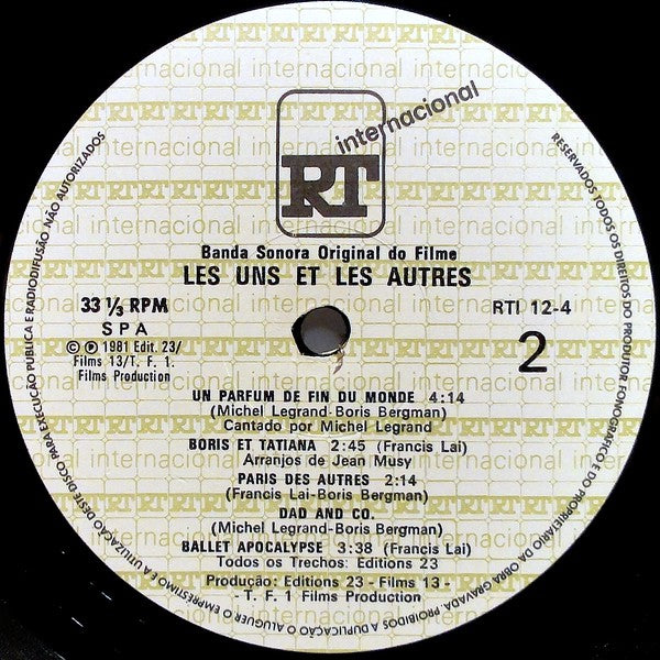 Francis Lai & Michel Legrand : Les Uns Et Les Autres (Bande Originale Du Film) (2xLP, Gat)
