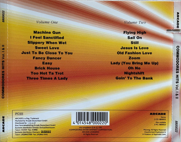 Commodores : Commodores Hits Vol. I & II (2xCD, Comp)