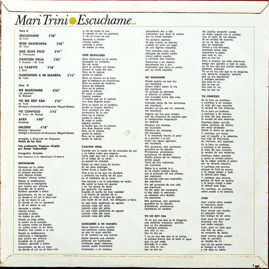 Mari Trini : Escuchame... (LP, Album)