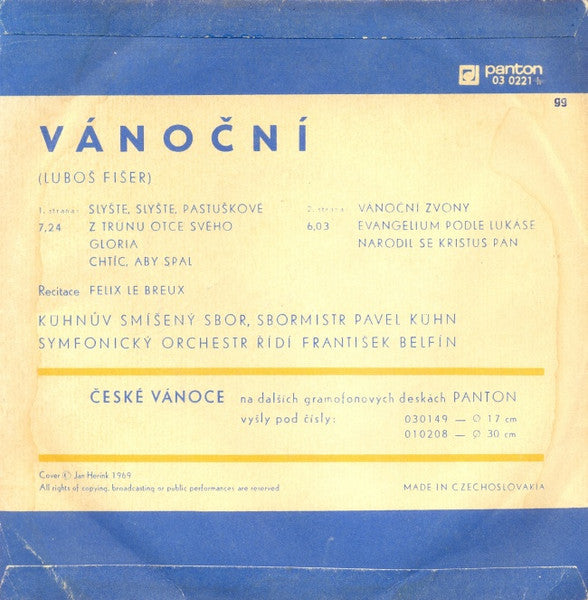 Luboš Fišer : Vánoční (Evangelium A Koledy) (7", EP, Mono)