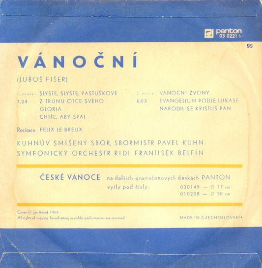 Luboš Fišer : Vánoční (Evangelium A Koledy) (7", EP, Mono)