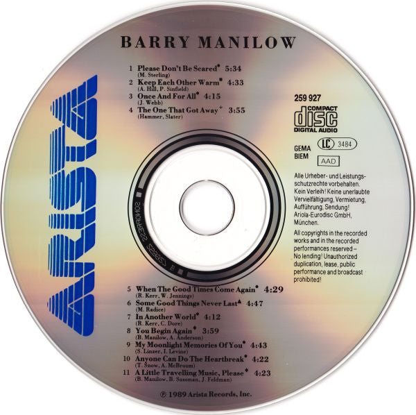 Barry Manilow : Barry Manilow (CD, Album)