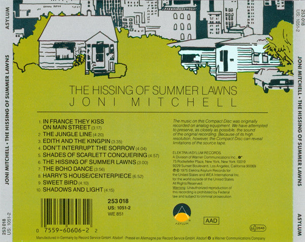 Joni Mitchell : The Hissing Of Summer Lawns (CD, Album, RE)
