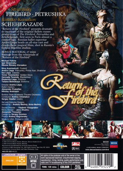 Bolshoi Theatre Orchestra, Andrey Chistyakov, Igor Stravinsky, Nikolai Rimsky-Korsakov : Return Of The Firebird - Firebird · Petrushka · Scheherazade (DVD-V, 5.1)