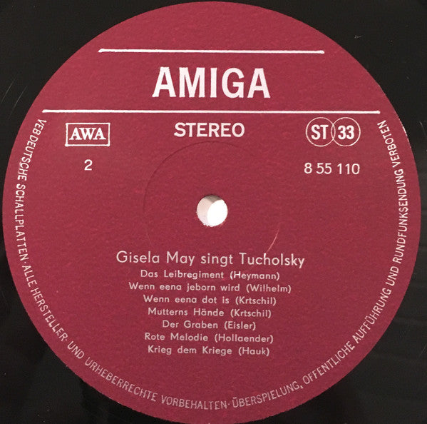 Gisela May : Gisela May Singt Tucholsky (LP, Album, RP)