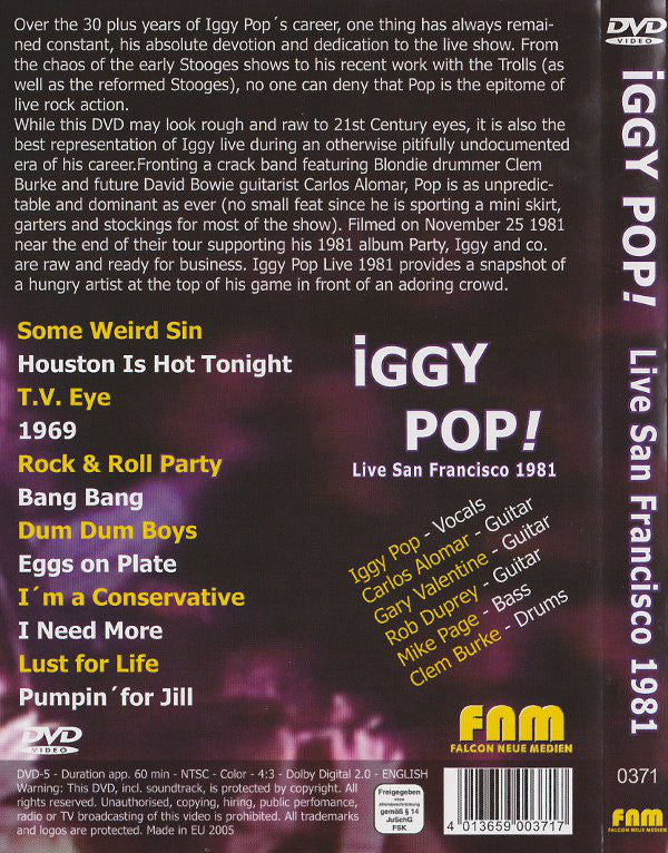 Iggy Pop : Live San Francisco 1981 (DVD-V, RE, NTSC)