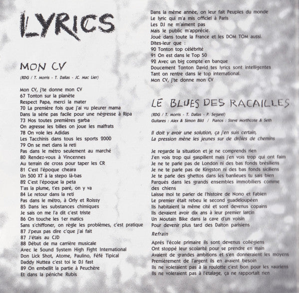 Tonton David : Le Blues Des Racailles (CD, Album, RE)