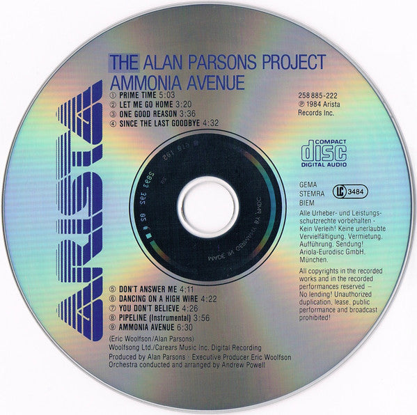 The Alan Parsons Project : Ammonia Avenue (CD, Album, RE)