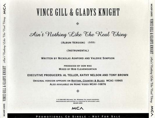 Vince Gill & Gladys Knight : Ain't Nothing Like The Real Thing (CD, Single, Promo)