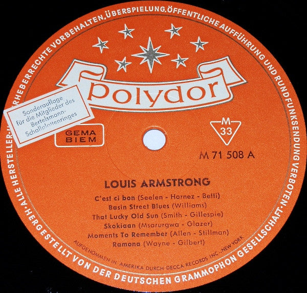 Louis Armstrong : Singt Und Spielt Welterfolge (LP, Comp, Mono, Club)