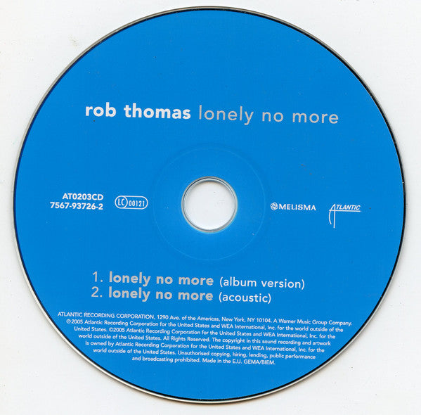Rob Thomas : Lonely No More (CD, Single)