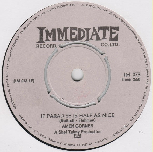 Amen Corner : If Paradise Is Half As Nice (7", Single)