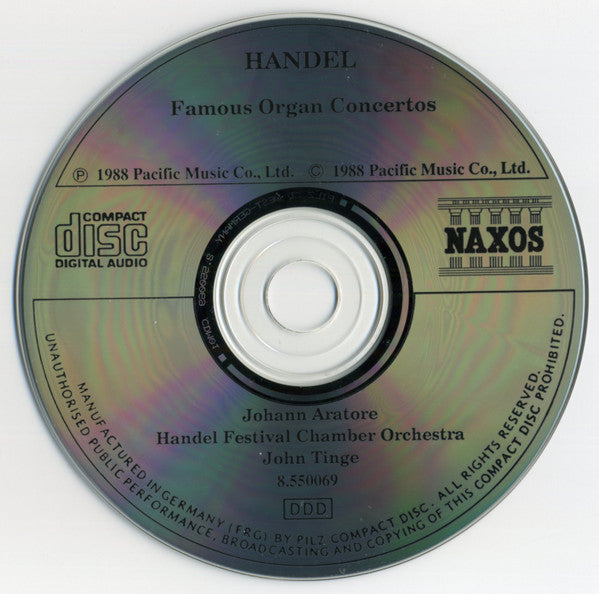 Georg Friedrich Händel - Johann Aratore, John Tinge, Handel Festival Chamber Orchestra : Famous Organ Concertos (CD, Album, RE)