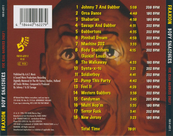 Fraxion : Body Snatchers (CD, Album)