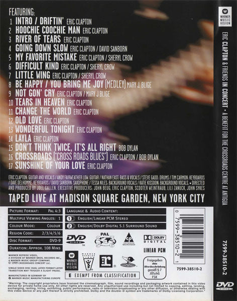 Eric Clapton & Friends : In Concert (A Benefit For The Crossroads Centre At Antigua) (DVD-V, Copy Prot., Multichannel, PAL, Sta)