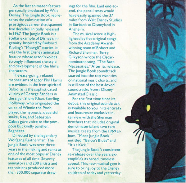 George Bruns, Richard M. Sherman, Robert B. Sherman, Terry Gilkyson : Walt Disney Presents The Jungle Book - Original Motion Picture Soundtrack (CD, Album, RM)