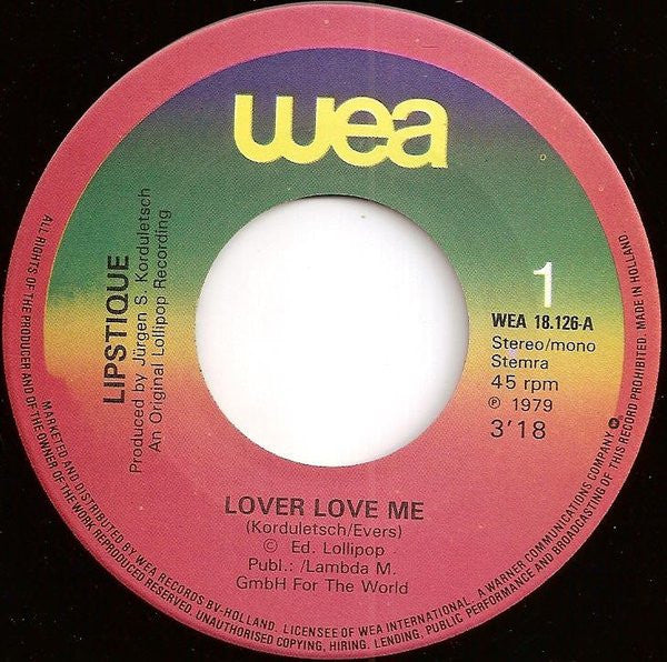 Lipstique (2) : Lover Love Me / Anyone's Baby (7", Single)