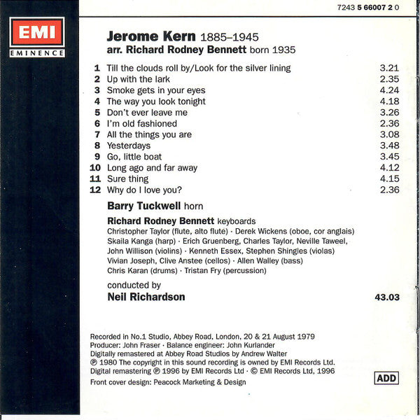 Jerome Kern, Richard Rodney Bennett, Barry Tuckwell, Neil Richardson : A Sure Thing • Kern Arr. Richard Rodney Bennett (CD)