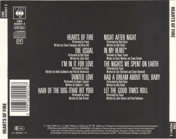 Fiona (4), Bob Dylan, Rupert Everett : Hearts Of Fire (CD, Album)
