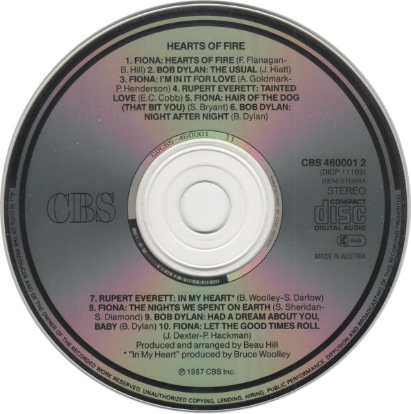 Fiona (4), Bob Dylan, Rupert Everett : Hearts Of Fire (CD, Album)