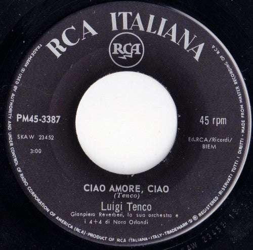 Luigi Tenco : Ciao Amore, Ciao / E Se Ci Diranno (7", Mono)