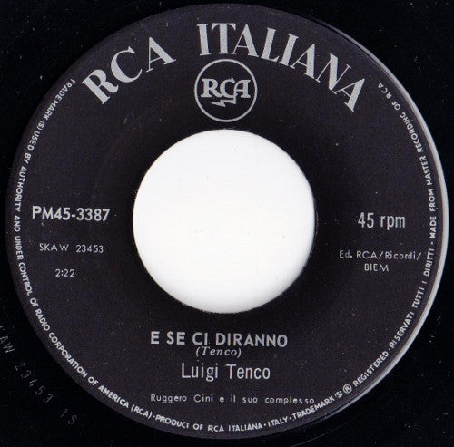 Luigi Tenco : Ciao Amore, Ciao / E Se Ci Diranno (7", Mono)