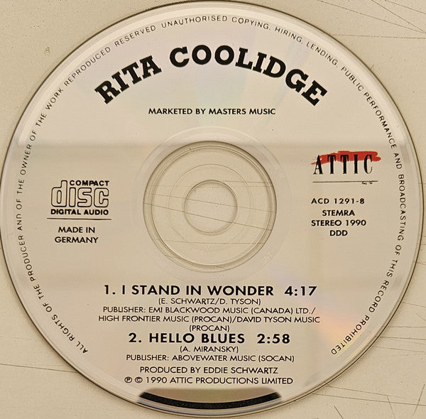 Rita Coolidge : I Stand In Wonder (CD, Single)