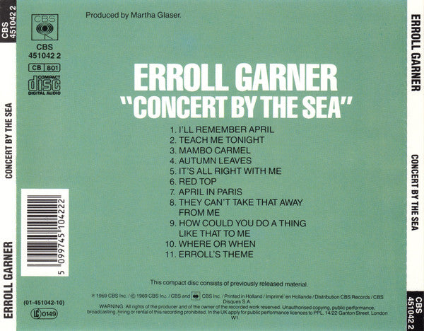 Erroll Garner : Concert By The Sea (CD, Album, RE, RM)