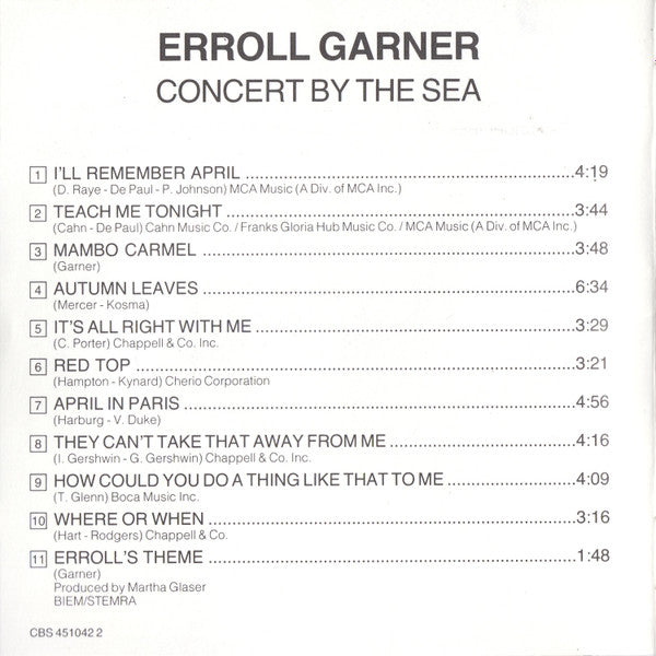 Erroll Garner : Concert By The Sea (CD, Album, RE, RM)