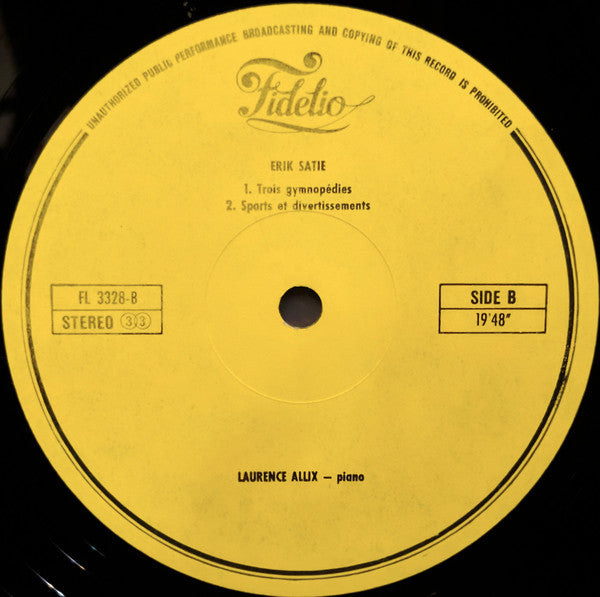 Erik Satie, Laurence Allix : Piano Music (LP, RE)