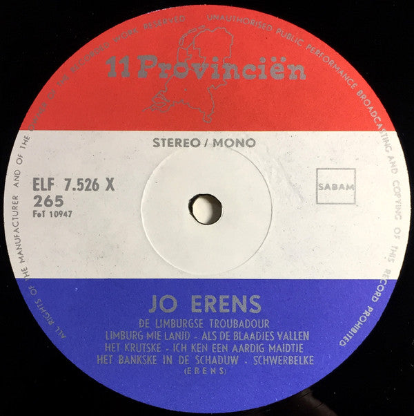 Jo Erens : Limburg Mie Lanjd (LP, Album, RE)